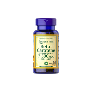 Puritan's Pride Beta-Carotene (Provitamin A) 25,000 IU provides 250 rapid release softgels per bottle.